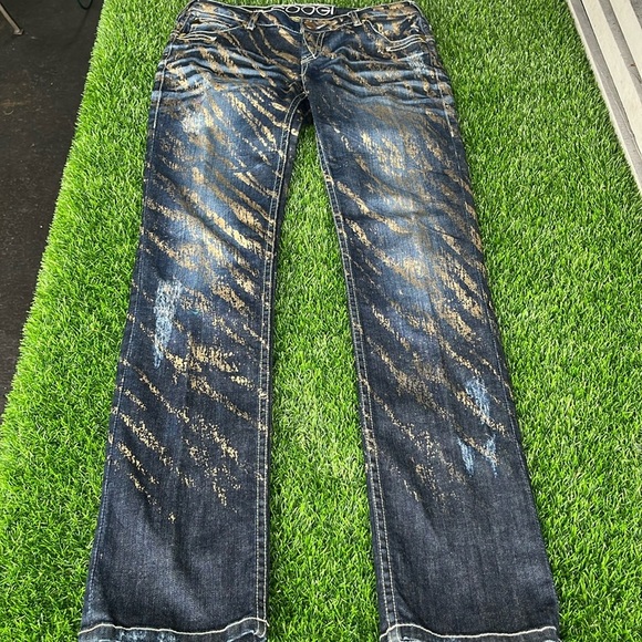 COOGI Gold Painted Denim Jeans size 30 - Picture 1 of 10